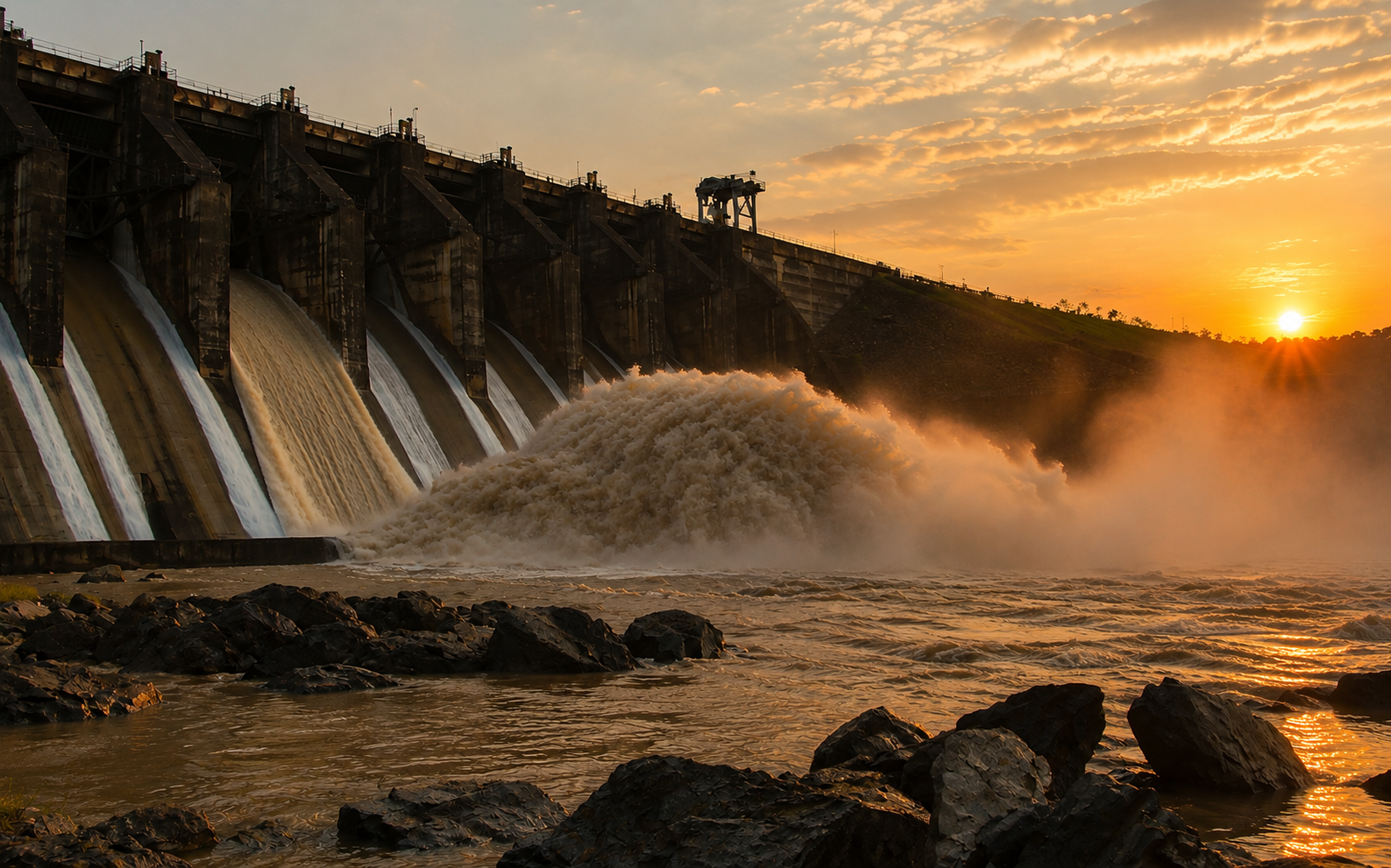 Garga Dam & Water Reservoir evening view